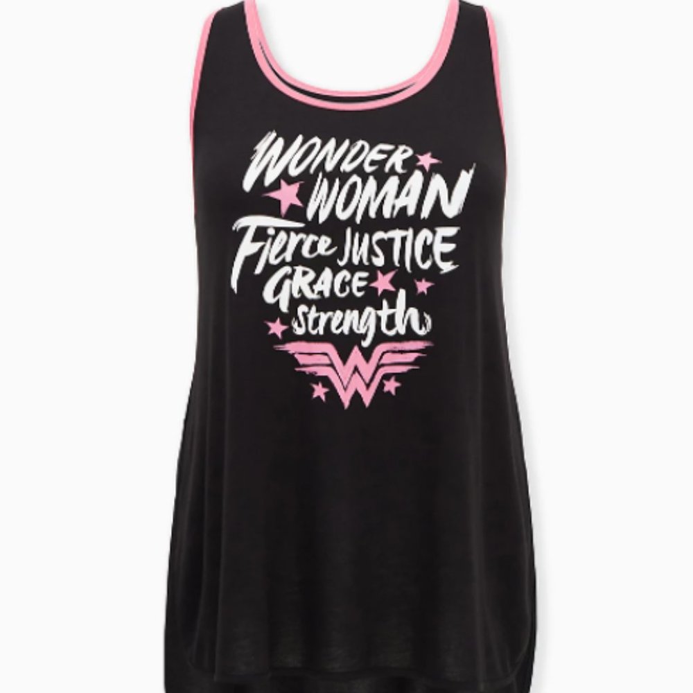 BREAST CANCER AWARENESS - WONDER WOMAN PINK & BLACK SIDE SLIT ACTIVE HOODIE
